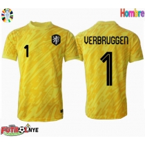 Camiseta Países Bajos Bart Verbruggen #1 Portero Visitante Equipación Eurocopa 2024 manga corta